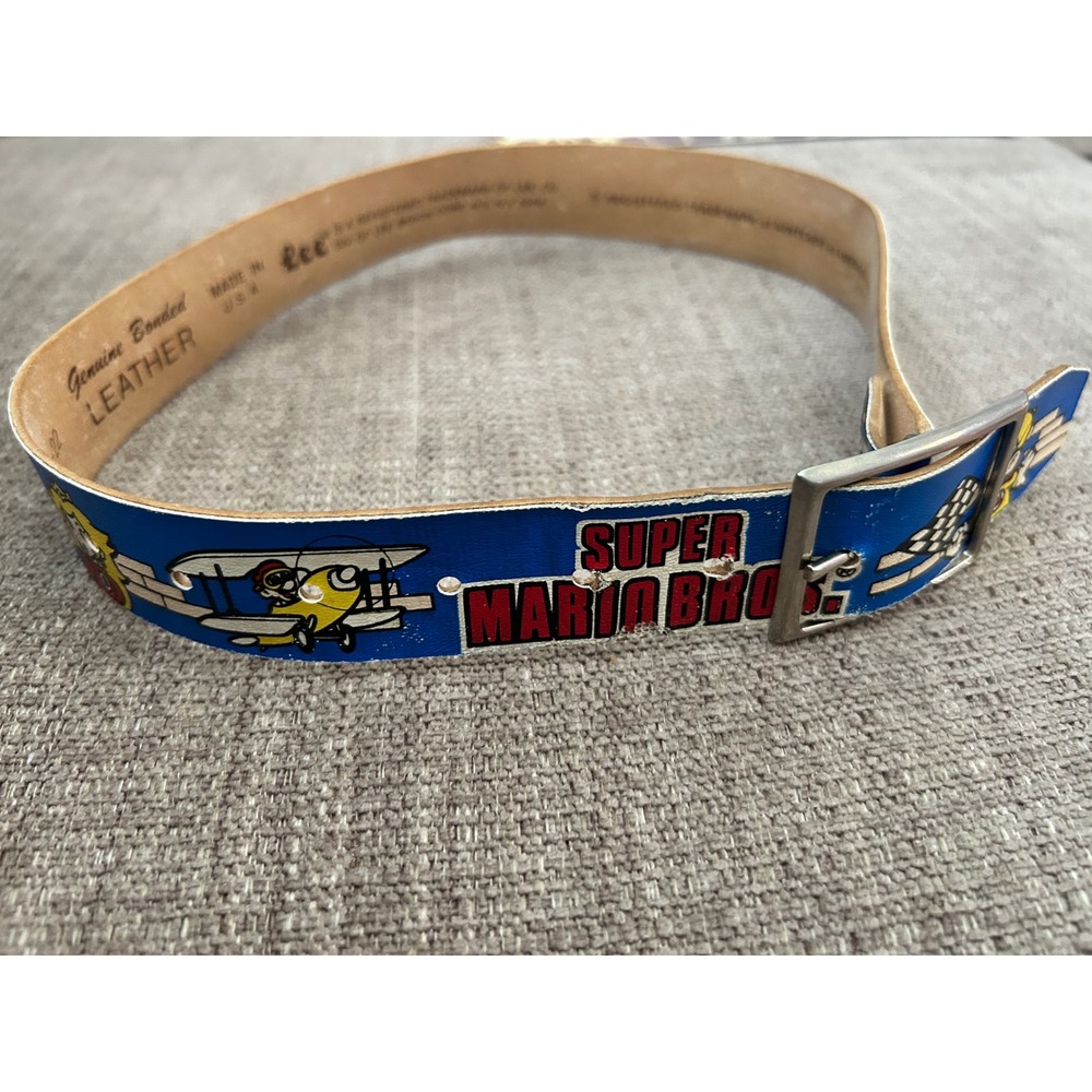 Vintage 1988 Nintendo Super Mario Bros Kids Belt Lee Blue Bonded Leather 20-22